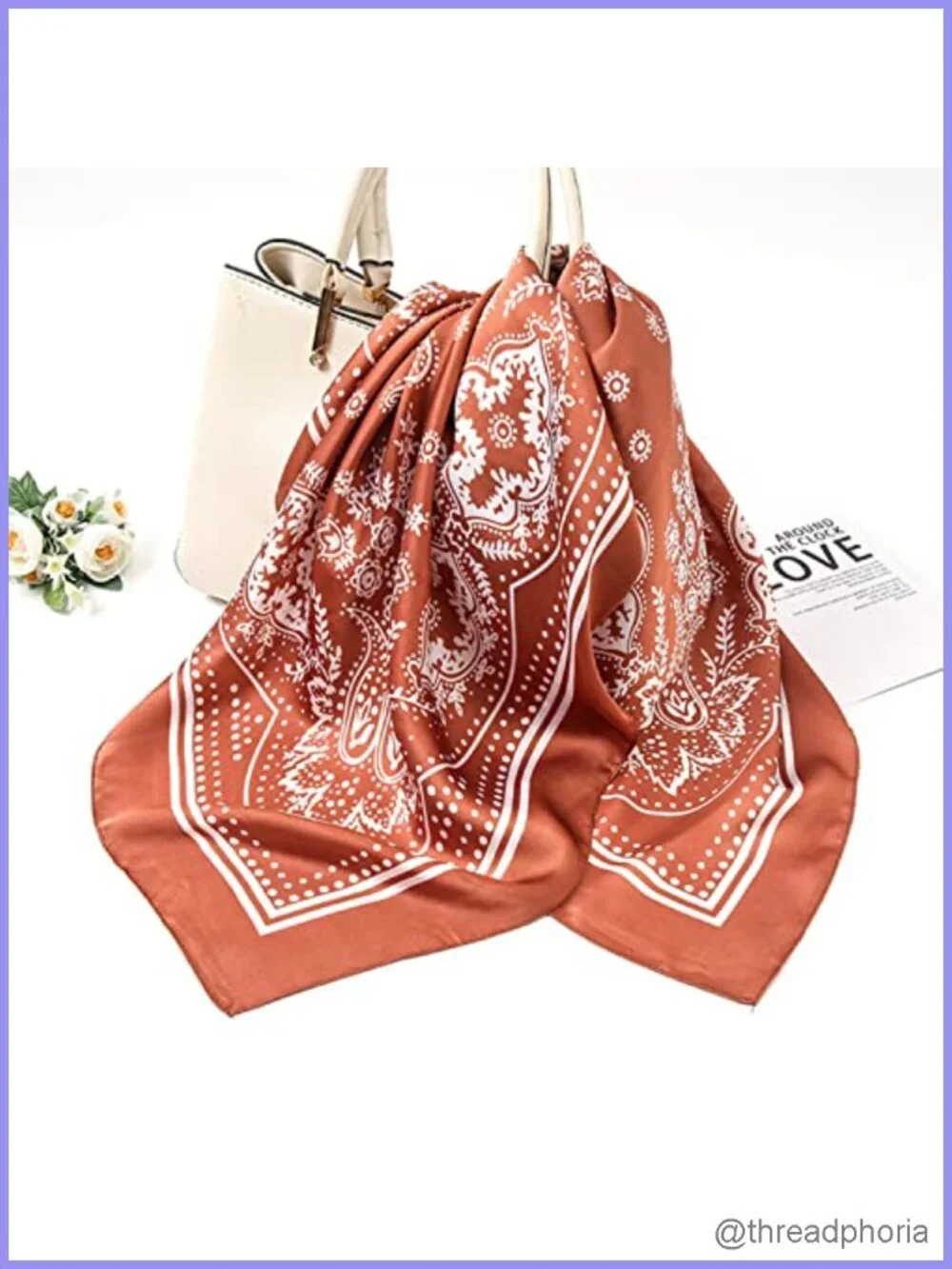 27.5 Inch Silk Head Scarf Satin Hair Wrap Bandana Square Scarf